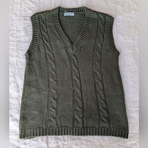 Green Cable Knit Sweater Vest M